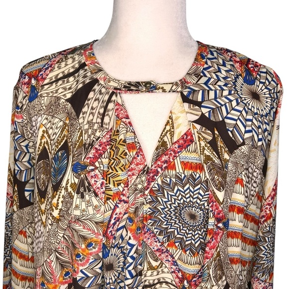 Umgee Boho Dress SM Tiered Tunic Flowy Bohemian Bell Sleeves Babydoll Oversized - Picture 6 of 11